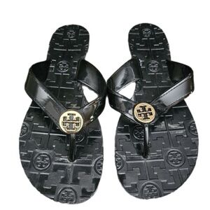 Tory Burch Women Black Size 6“Thora” Jelly Thong Sandals